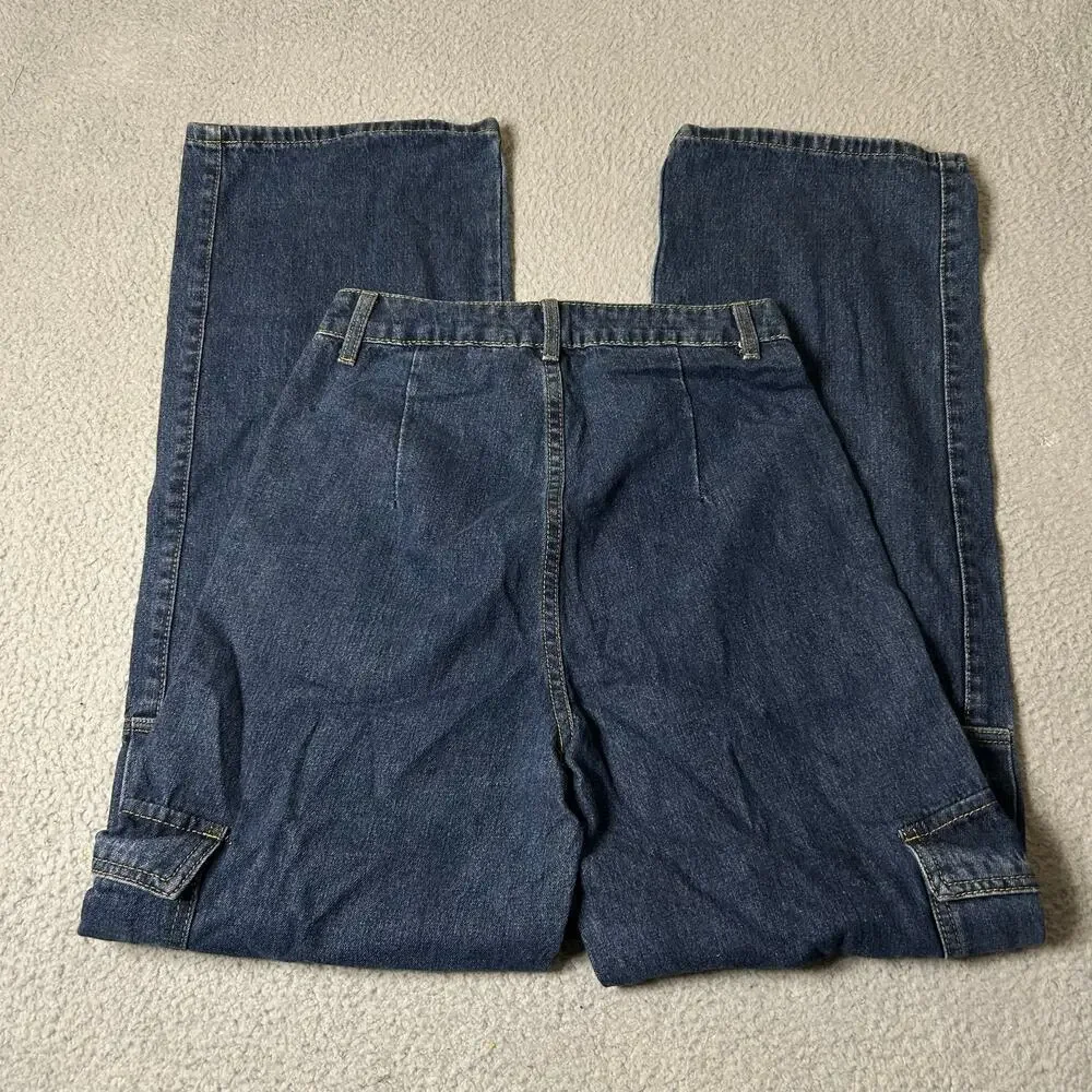 Womens Jeans XS 26 x 31 Blue Medium Wash Wide‎ Leg High Rise Denim Y2K 90s Boho